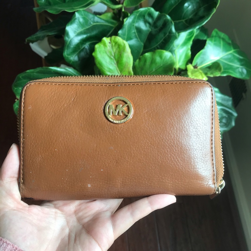 Michael Kors Brown Leather Wallet Clutch